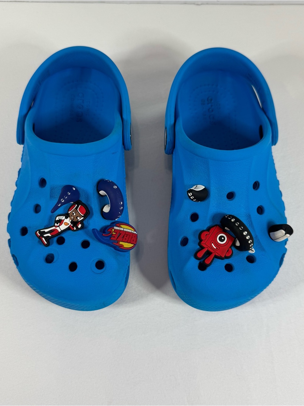 Kids Crocs Classic Clog Blue Size C11 Toddler w/ Numberblocks & Blaze Charms